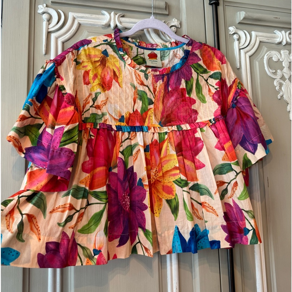 ANTHROPOLOGIE “FARM RIO” BLOUSE, 🍃🌺🍃, RARE, BEAUTIFUL, SIZE M